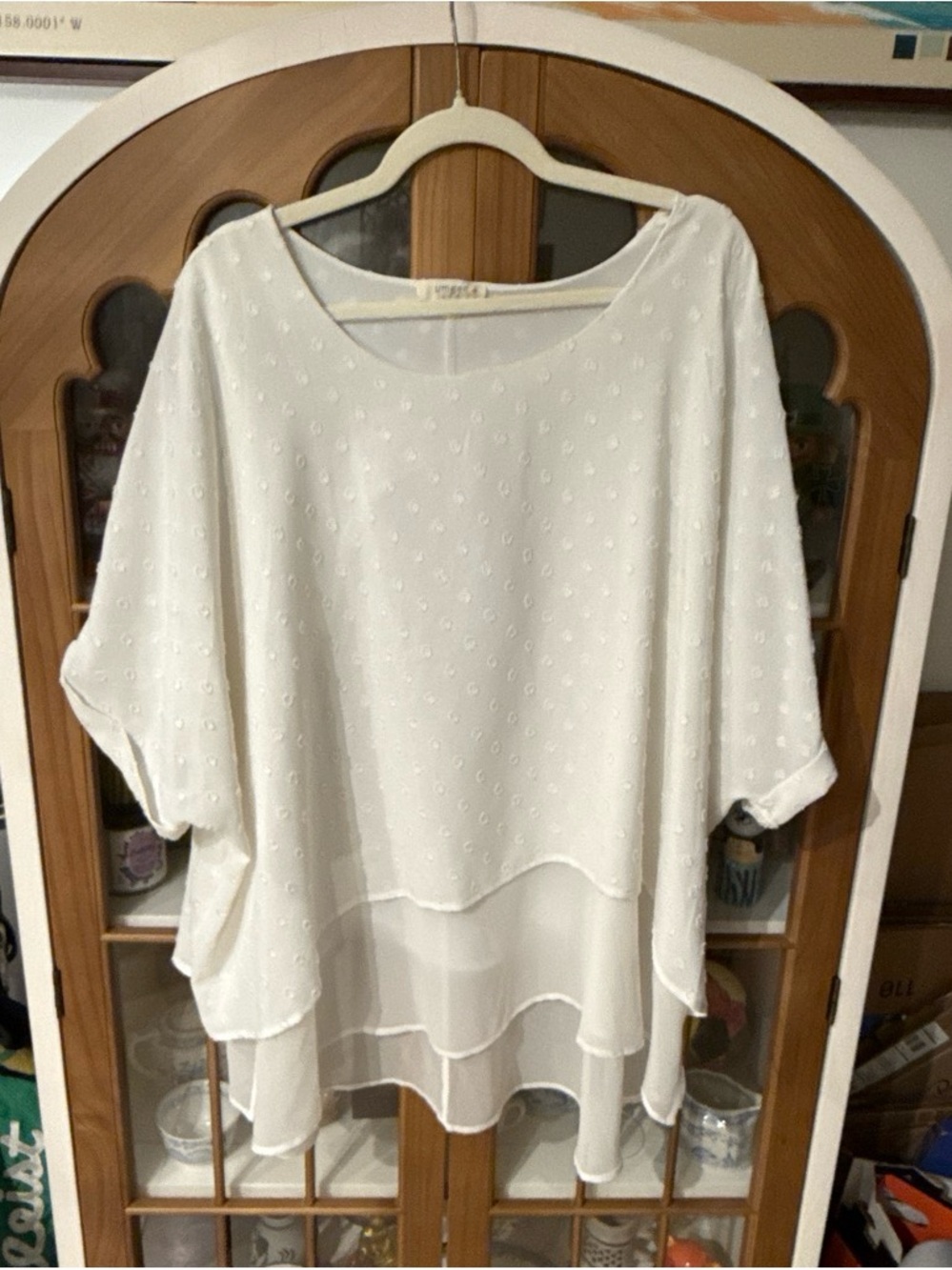 Umgee White Layered Dot Chiffon Tunic